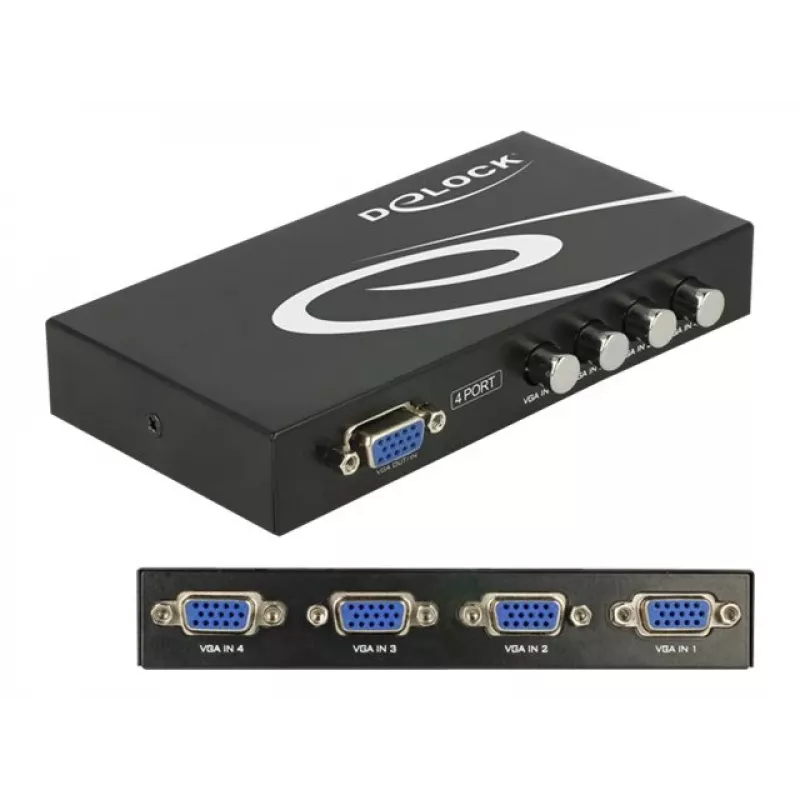 DeLock Switch VGA 4 Port manuell bidirektional - Bildschirmumschalter - 4 x VGA - Desktop (87635)