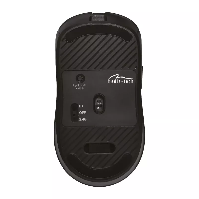 Kabellose Maus MEDIA-TECH MT1124 BT/RF Silent & Recharge — beidhändig, 3200 DPI, Bluetooth + 2,4 GHz USB, 6 Tasten, wiederaufladbar