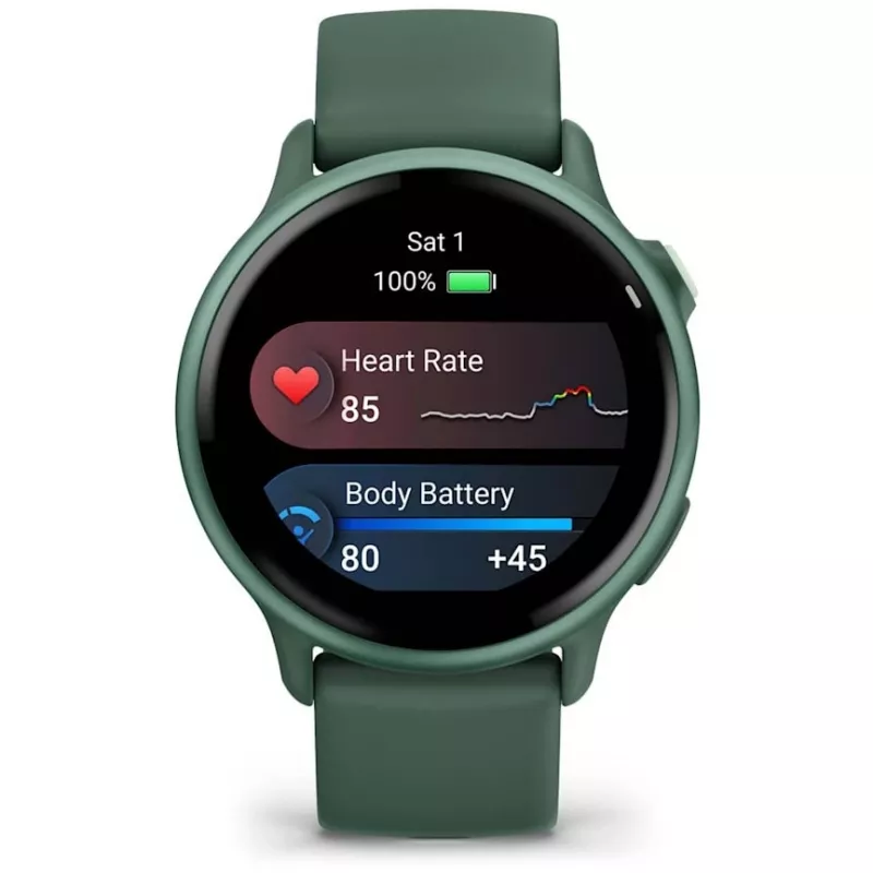 Smartwatch GARMIN vívoactive 6 – Sportuhr, 42 mm Aluminium/Polymer-Gehäuse, AMOLED 1,2 Zoll, GPS, 5 ATM, optischer HR, SpO2, 8 GB, grün
