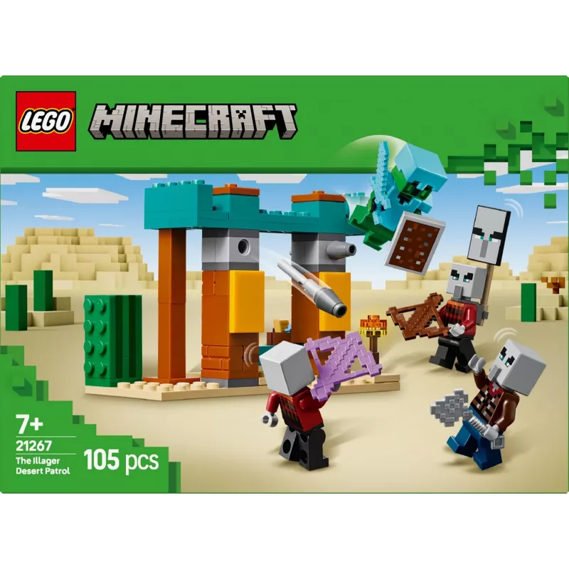 LEGO Bauset Die Illager-Wüstenpatrouille 21267 – Minecraft Spielset, 105 Teile, 4 Minifiguren, 80×60×110 mm
