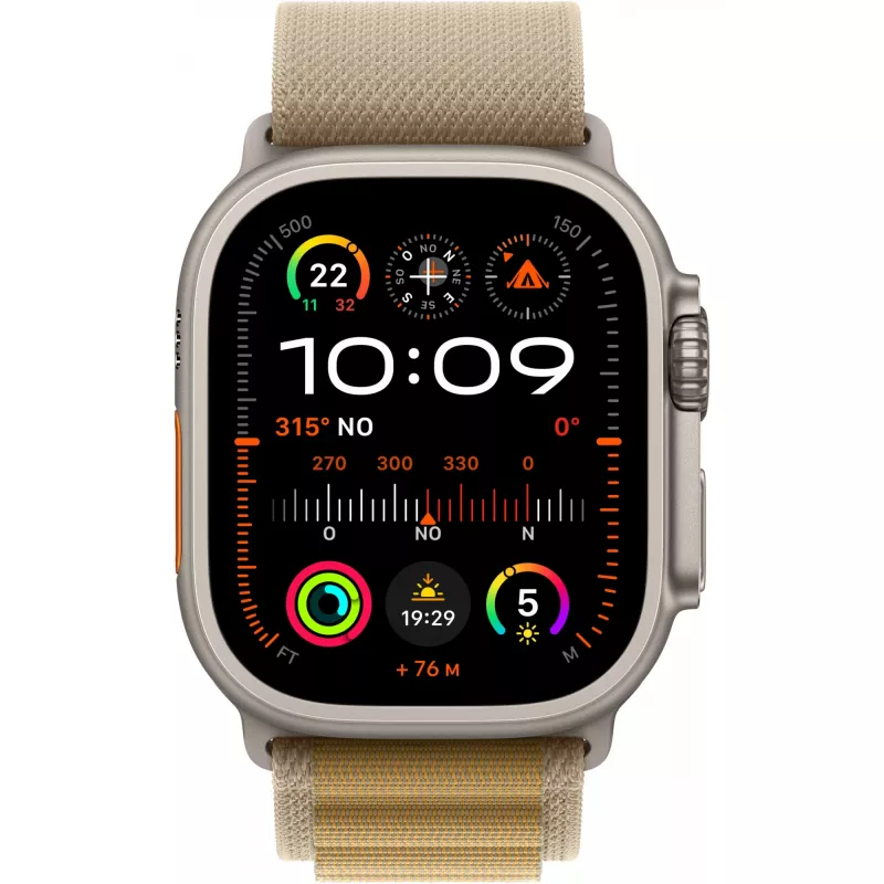 APPLE Watch Ultra 2 GPS + Cellular 49mm Natural Titanium Case mit Tan Alpine Loop - Large