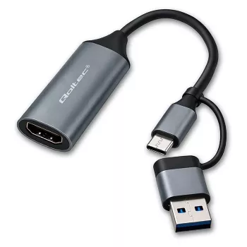 USB-C auf USB-A und HDMI 4K 30Hz Adapter QOLTEC aus Aluminium