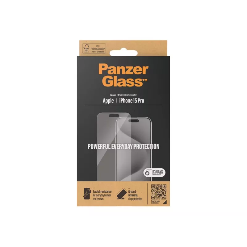 PanzerGlass® Displayschutzfolie iPhone 15 Pro | Classic Fit