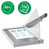 Leitz Präzisions-Büropapierschneider A4+, 15 Blatt, Manuelle Klemmung, Edelstahl, A4 Maxi, 80 g/m², Glas