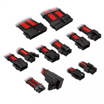 Kabel-/Adapter-Kit Kolink Core Pro 12V-2x6 Typ 2 umflochten, Jet Schwarz/Racing