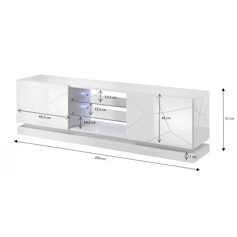 Cama TV-Schrank QIU 200 MDF weiß glänzend/weiß glänzend