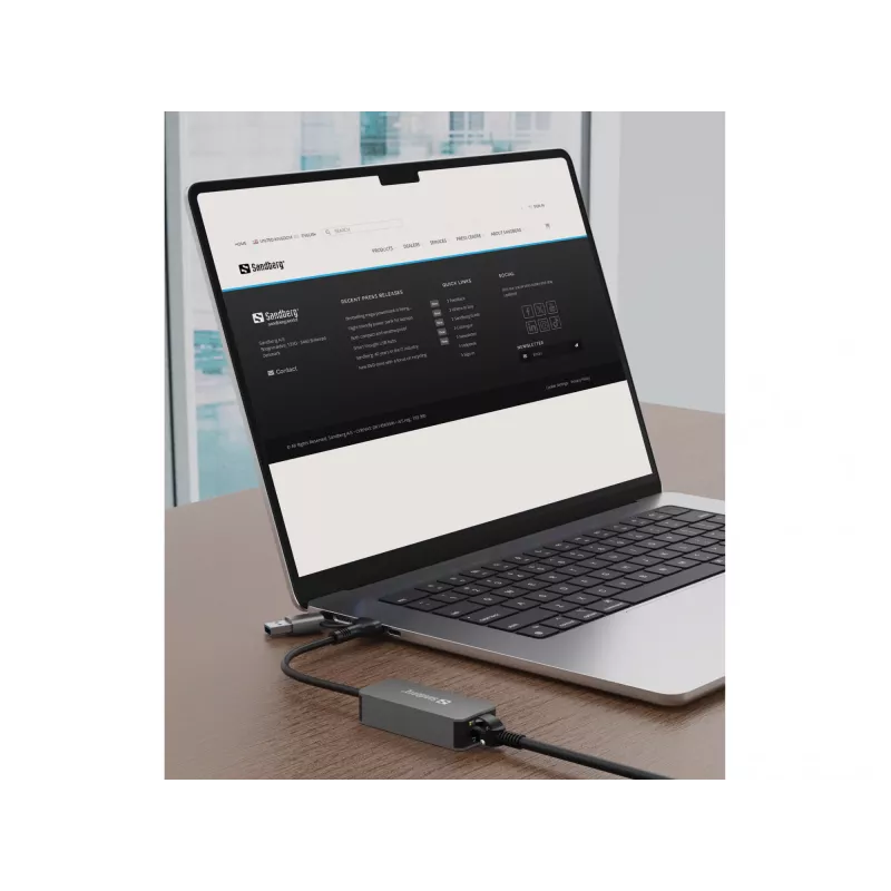 USB-C/A-Adapter SANDBERG 136-68 mit 2,5-GbE-RJ45-Ethernet-Anschluss