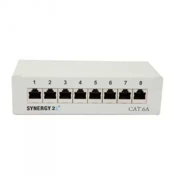 Patchpanel 8xTP, CAT6A, 500 Mhz, Aufputzmontage, hellgrau, Syner (S216314)