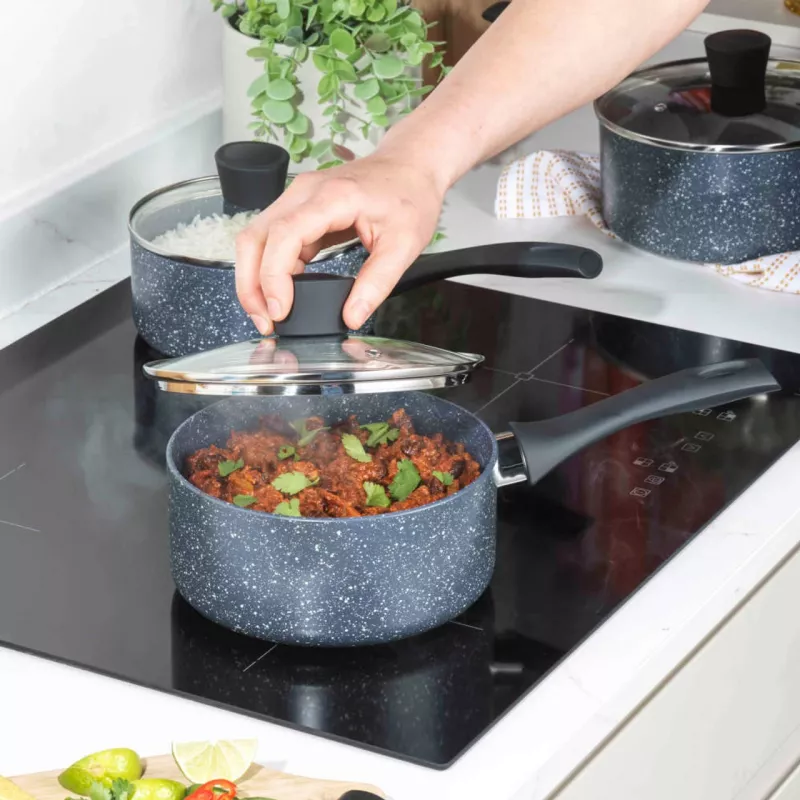 Topfset Russell Hobbs Nightfall Stone 3-teilig 16/18/20 cm antihaftbeschichtet
