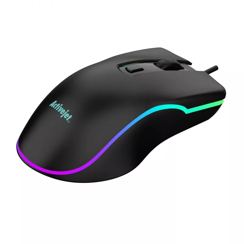 Kabelgebundene beheizte Gaming-Maus ActiveJet AMY-W390 — beidhändig, optisch 2000 DPI, USB Typ-A, 4 Tasten, schwarz