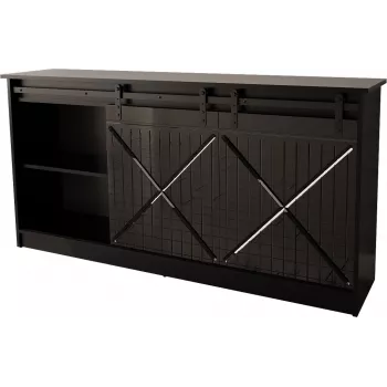 Kommode 160x80x35 GRANERO schwarz/schwarz glänzend