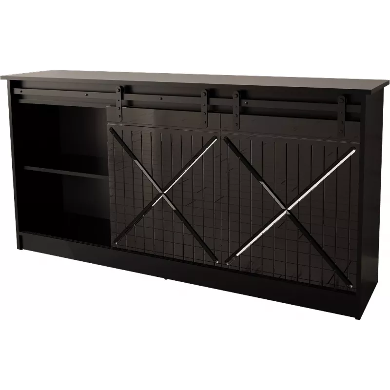 Kommode 160x80x35 GRANERO schwarz/schwarz glänzend