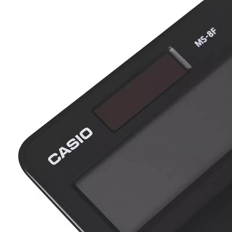 Desktop Basisrechner CASIO MS-8F – 8-stellig, Batterie/Solar, 26 Tasten, Währungs- & Steuerfunktionen, Gewinnberechnung, schwarz