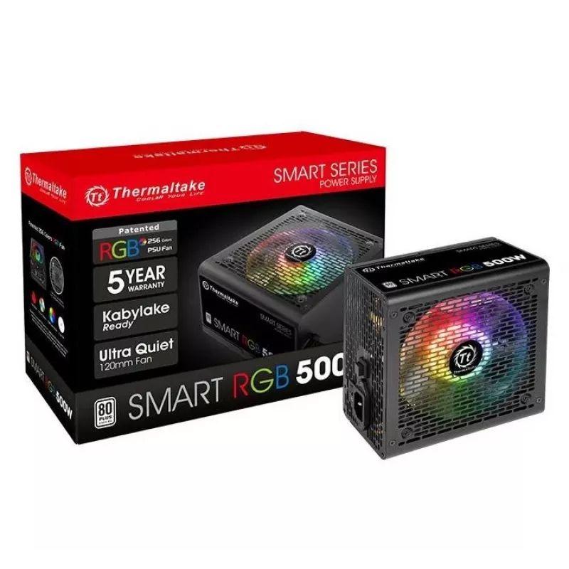 Thermaltake SMART RGB PS-SPR-0500NHSAWE-1 - Netzteil (intern) - ATX12V 2.3 - 80 PLUS - AC 230 V - 500 Watt - aktives PFC - Schwarz