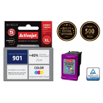 Kompatible Tintenpatrone ActiveJet AH-901CR Farbe (High XL, farbstoffbasiert, 21 ml, Cyan/Magenta/Gelb)