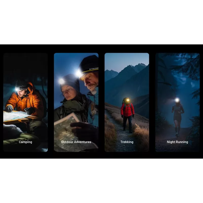 Stirnlampe Nitecore NU25 MCT — wiederaufladbare Stirnlampe, bis zu 400 Lumen, kompakte freihändige Beleuchtung