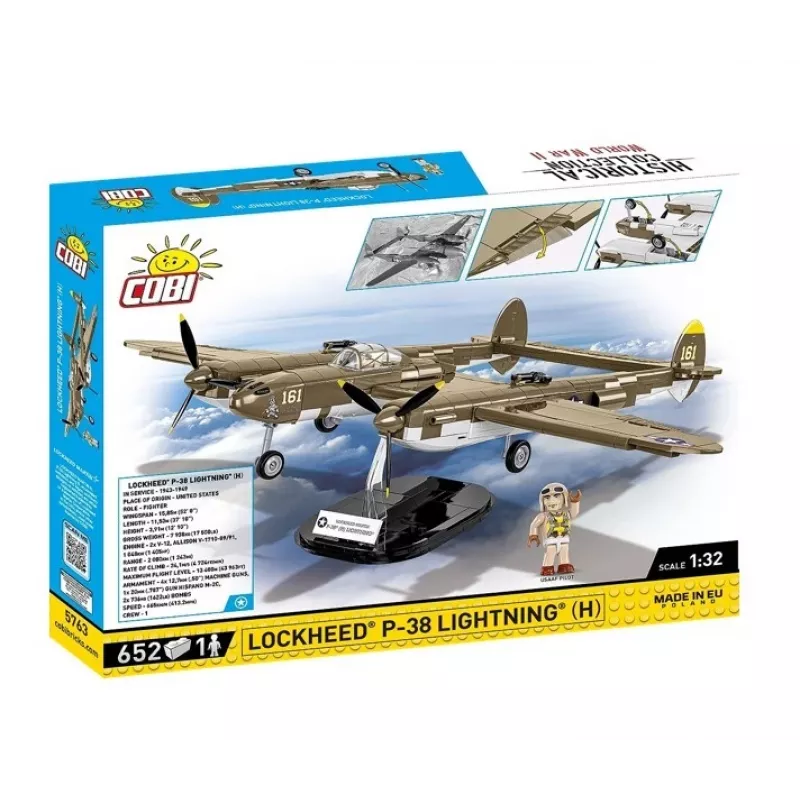 Cobi Bausteine Lockheed P-38H Lightning Set 5763 — maßstabsgetreuer Modellbausatz, sammelbares Flugzeugmodell