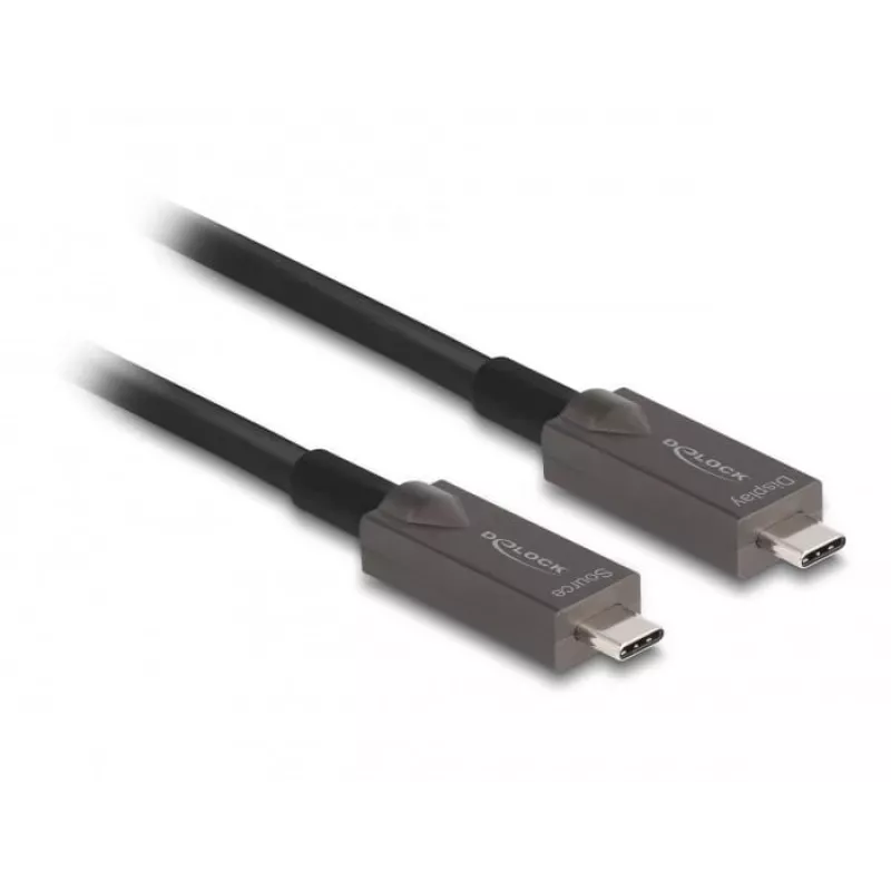 DeLOCK Aktives optisches USB-C Video + Daten + PD Kabel 10 m Schwarz