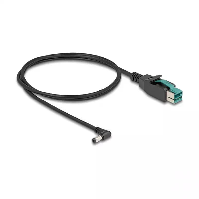 DeLOCK PoweredUSB-Kabel Stecker 12 V auf DC 5,5 x 2,1 mm Stecker gewinkelt 1 m
