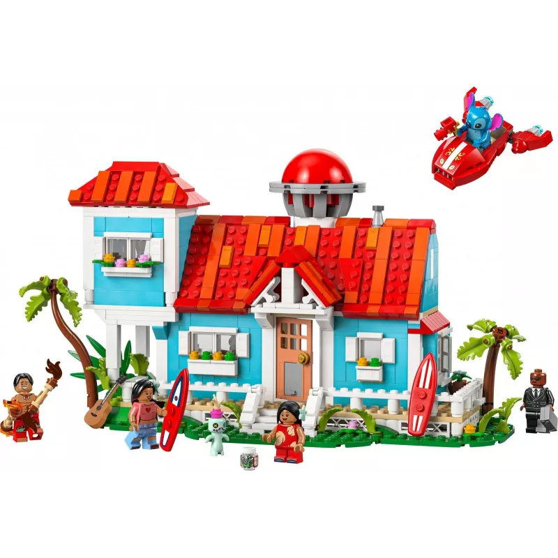 LEGO Disney Set 43268 Strandhaus – modulares Haus zum Bauen, 834 Teile, 5 Minifiguren, Alter 9+