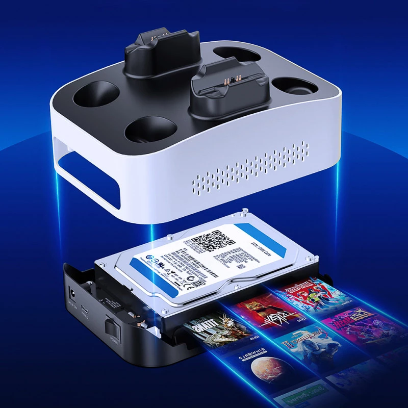 GrauGear G-3506-CG 3,5-Zoll externe Gaming-Festplatte 4 TB mit PS5-Controller-Ladestation