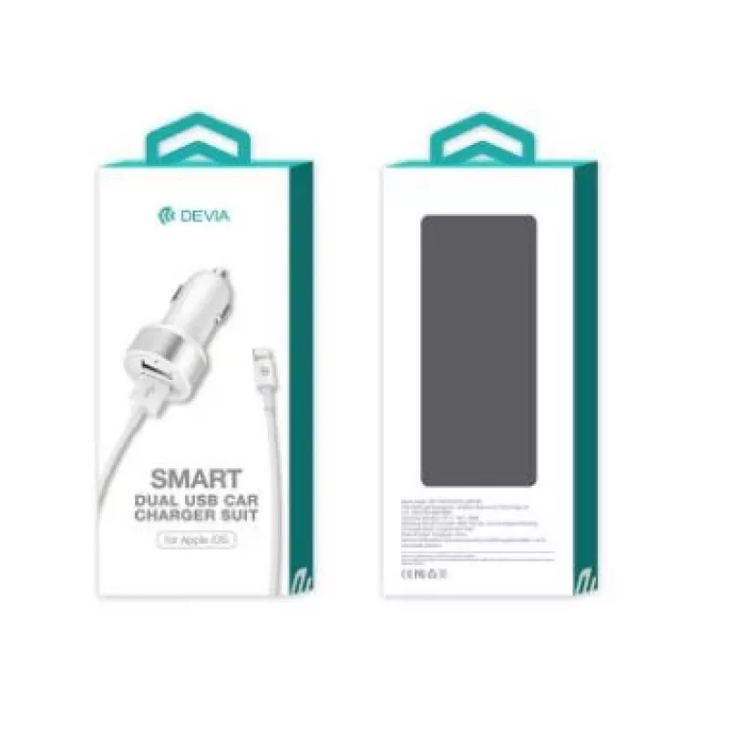 Auto-Ladegerät Devia Smart Series Dual USB 2.4A mit integriertem Lightning-Kabel