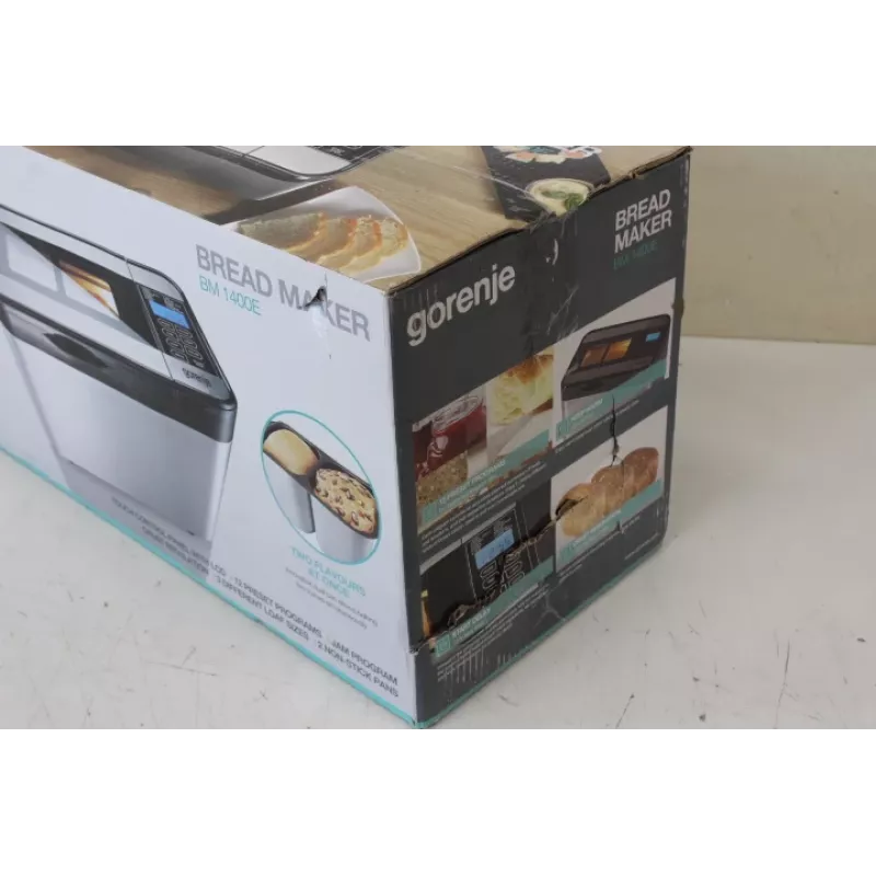 Brotbackautomat Gorenje BM1400E — 815 W, 12 Programme, LCD, Edelstahl, 1400 g Laib, doppelte Backform