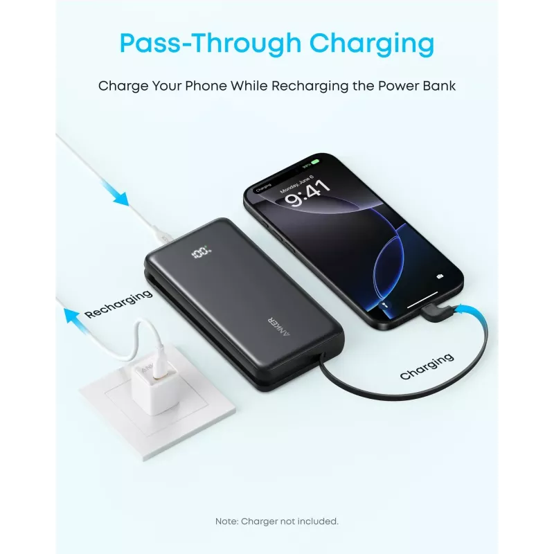 Anker Power Bank, 22,5 W | Zolo A110EH11 | 20000 mAh | USB-C | Schwarz
