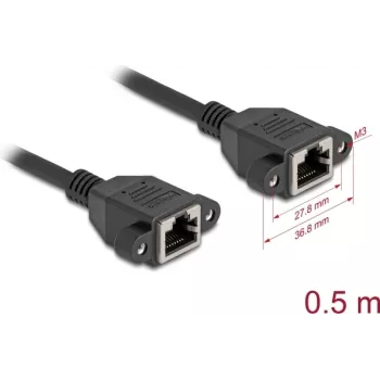 Netzwerkkabel DeLOCK 90783 Schwarz 0,5m Cat6a S/FTP RJ-45