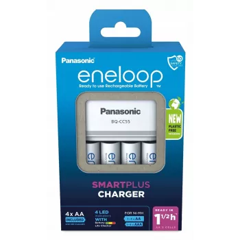 Batterieladegerät PANASONIC Eneloop Smartplus BQ-CC55 + 4x AA 2000 mAh (K-KJ55MCD40E)