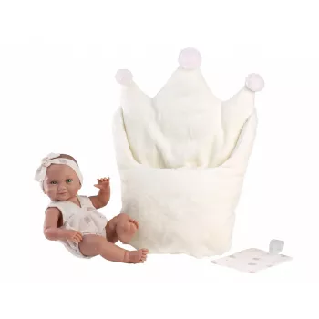 Vinyl Babypuppe 40 cm von Llorens mit realistischen Merkmalen und weichem Körper