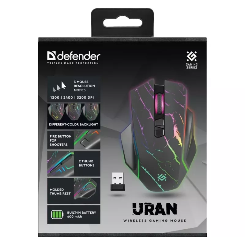 Maus DEFENDER GM-503 URAN OPTIC RF RGB 3200dpi 8P