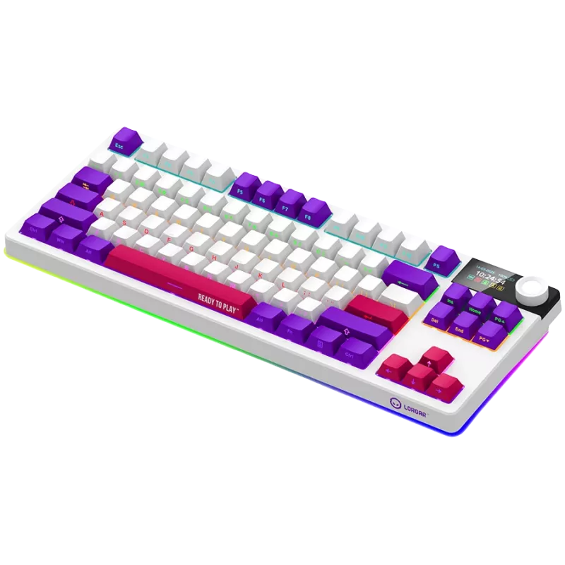 LORGAR KBP70TKLW, Drahtlose TKL Mechanische Gaming-Tastatur Pro, Weiß, EN-Layout