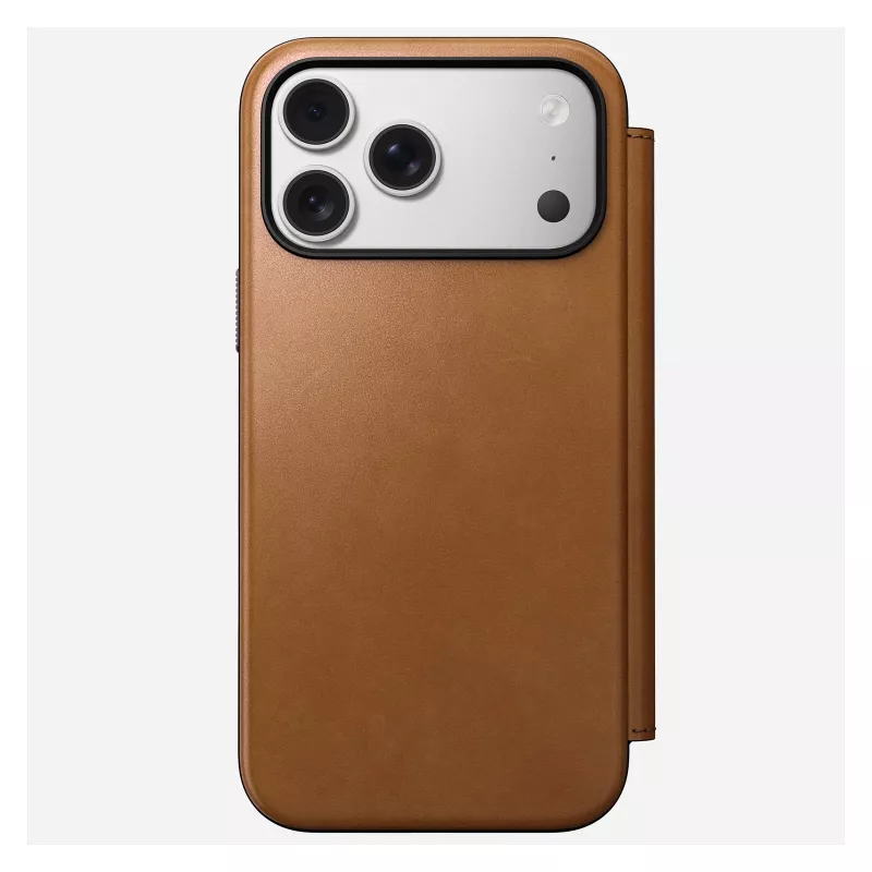 Mobiltelefon-Folio Nomad Modern Leather Folio Hülle für iPhone 17 Pro Max – Tan, passend für bis zu 17,5 cm (6,9 Zoll) Bildschirm, 4 Kartenfächer