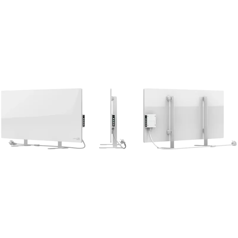 AENO Premium Eco Smart Heater, 700 W, gehärtetes Glas, Infrarot- + Konvektionsheizung, LED-Display, Steckertyp: Europa (Typ E/F), WEISS