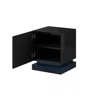 Nachttisch-Set 2 Stück Cama QIU, MDF, schwarz glänzend, 46×41,5×53 cm