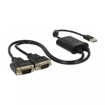 Serielles Kabel DeLOCK 63950 USB 2.0 Typ-A 2 x RS-232 DB9 Schwarz 0,6 m