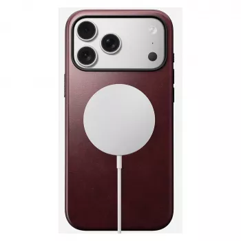 Lederhülle Nomad Modern für iPhone 17 Pro Max (6,9 Zoll) – Burgund, Leder+TPU+PC