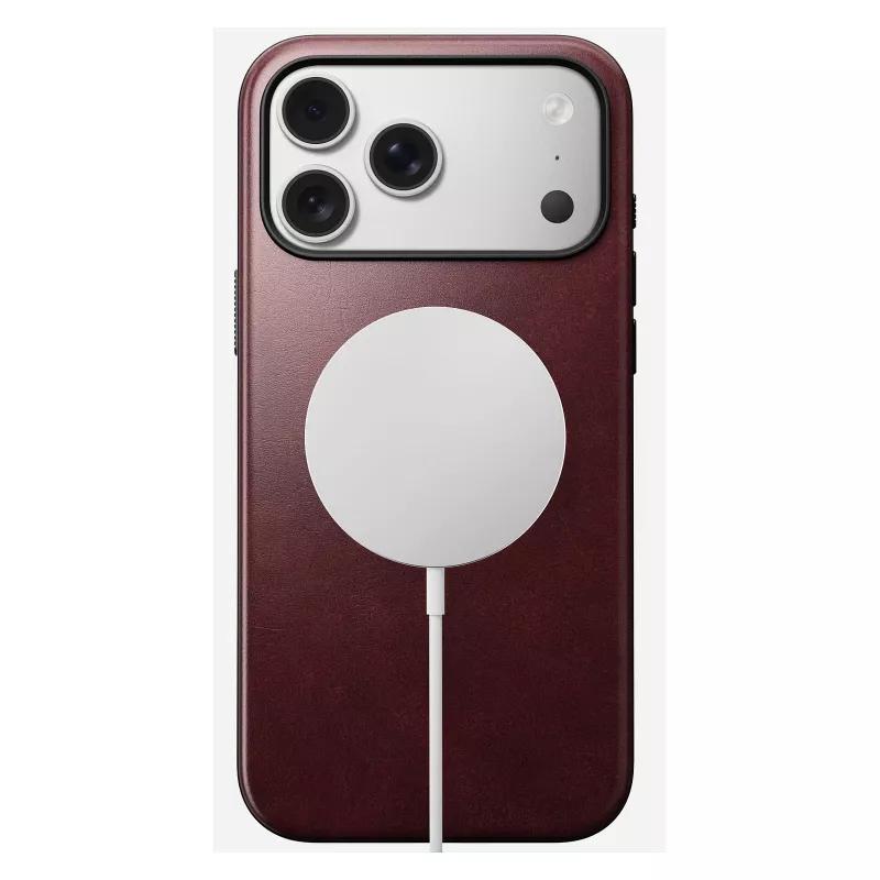 Lederhülle Nomad Modern für iPhone 17 Pro Max (6,9 Zoll) – Burgund, Leder+TPU+PC