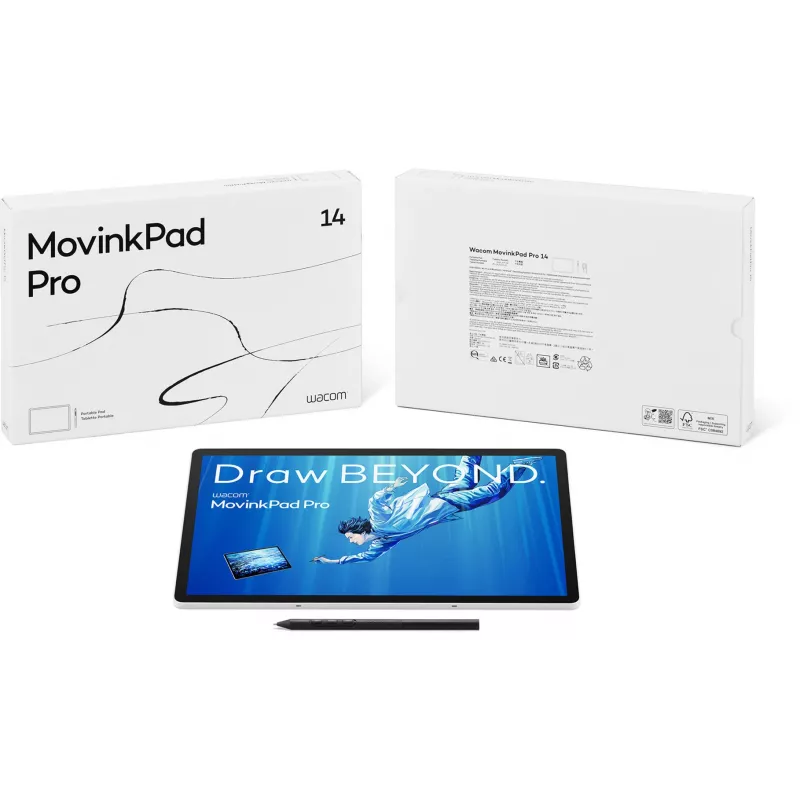 Wacom MovinkPad Pro 14, kabelgebunden und kabellos, 5080 lpi, 302 x 189 mm, USB/Bluetooth, 1 cm, Stift