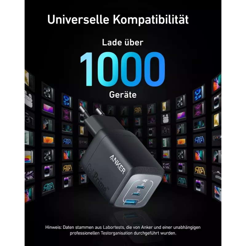 Indoor USB-Schnellladegerät Anker Prime A2669313 – 67 W, 1×USB-A, 2×USB-C, Schwarz