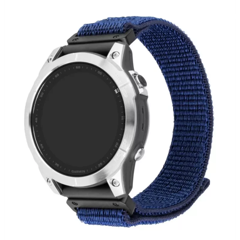 Austausch-Sportarmband FIXED für Garmin QuickFit 22 mm — Dunkelblau Nylon, 160–210 mm