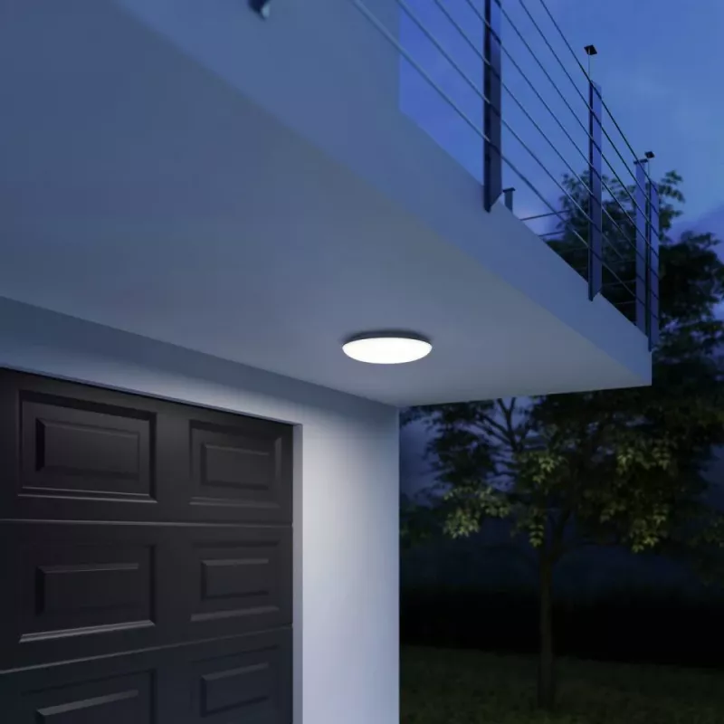 Deckenleuchte Steinel DL Vario Quattro PRO S — runde LED-Leuchte 14 W, weiß, 310×69 mm, integrierter Bewegungsmelder