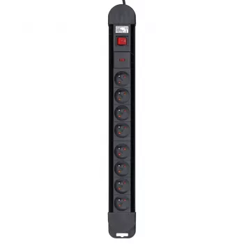 Power extension MACLEAN MCE11 — 8 AC outlets, 1.5 m Kabel, indoor, Schwarz, with on/off switch