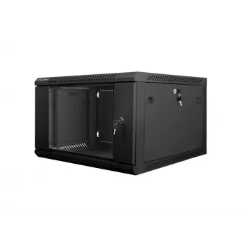 Lanberg wandmontierbarer Installationsschrank 19'' 6U 600x600mm schwarz (Glastür)