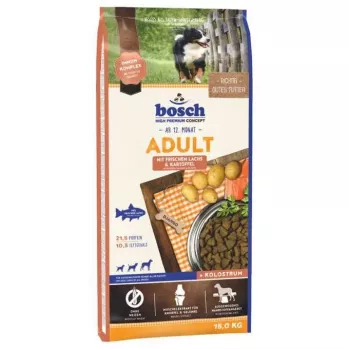 Trockenfutter für Hunde Bosch Adult Salmon & Potato 15 kg – ausgewachsene Hunde, 21,5 % Protein, 10,5 % Fett