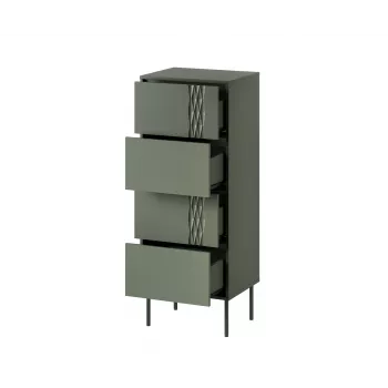 Kommode cama meble Cama 4S TRESSE 50x40x125 cm, mattgrün, 4 Schubladen, Spanplatte