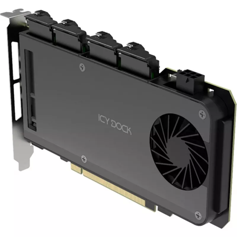 Adapterkarte 4 x M.2 NVMe SSD Mobile Rack, Icy Dock MB204MP-B