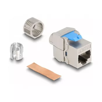 DeLOCK Keystone-Modul RJ45-Buchse auf LSA Cat.8.1 werkzeugfrei Flach Metallisch