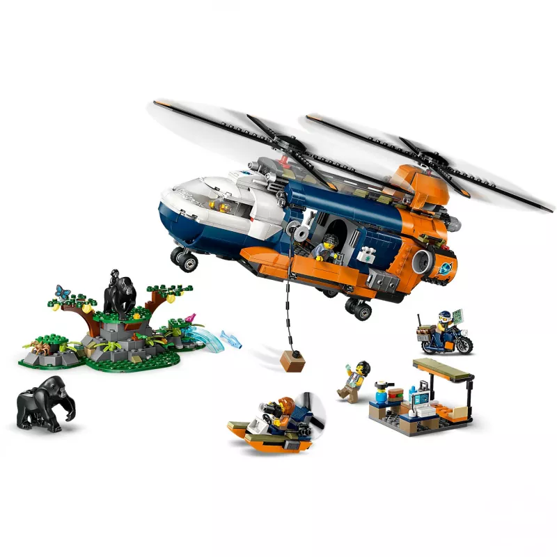 LEGO City 60437 Dschungel-Explorer-Hubschrauber im Basislager